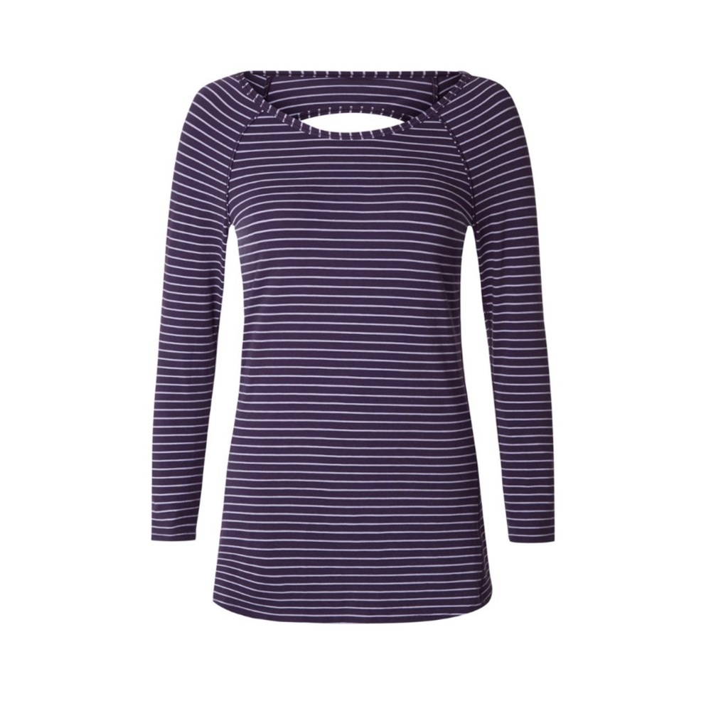 Lululemon Physically Fit Long Sleeve Tee Parallel Stripe Deep Zinfandel 6 - Picture 6 of 9